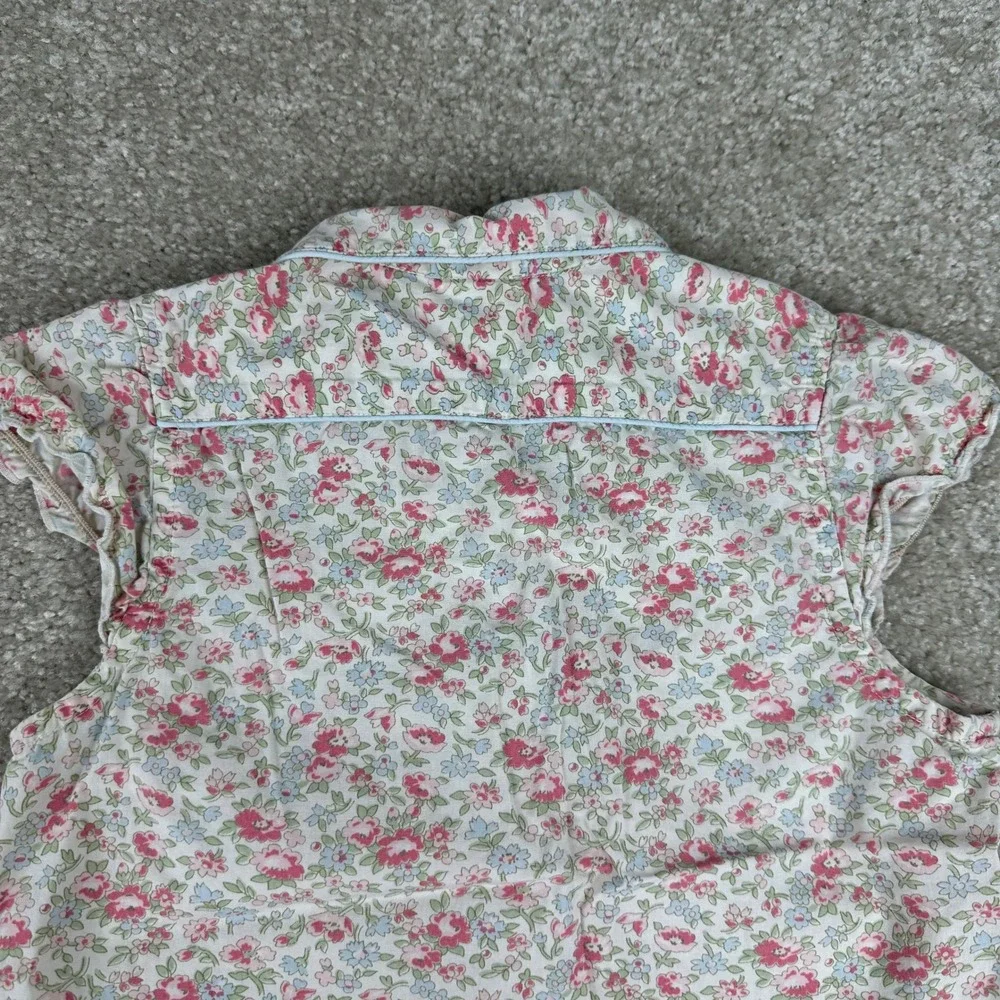 Gymboree Vintage 2001 Girls XL 6 Floral Western Snap Cotton Shirt Cap Sleeve Top
